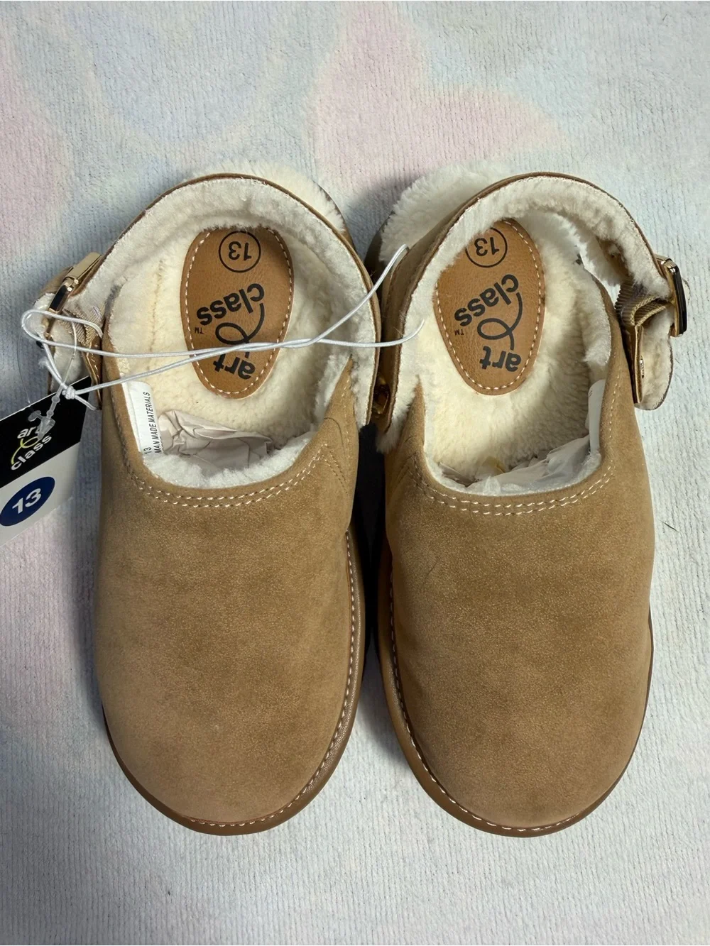 Art Class Kids Paisley Cozy Clogs Size 13 Tan/Cream